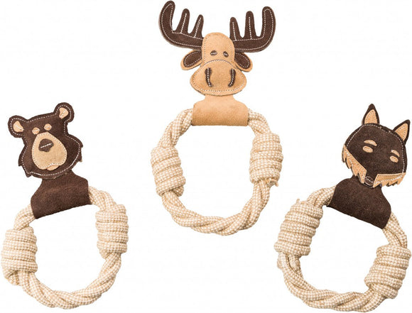 Ethical Spot Dura-Fuse Leather W/Rope Ring Dog Toy (11″)