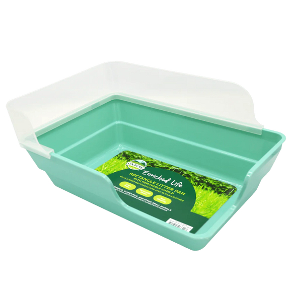 Oxbow Enriched Life Rectangle Litter Pan with Removable Shield (Teal)