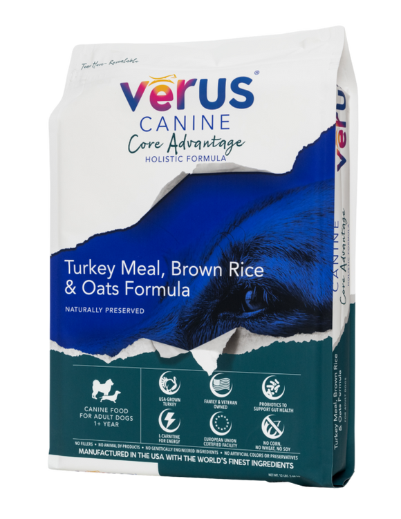VēRUS Canine Core Advantage Turkey Meal, Brown Rice & Oats Holistic Formula Dog Food