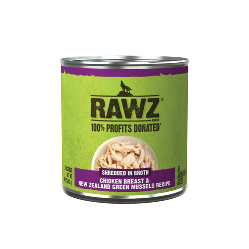 Rawz Shredded Chicken Breast & New Zealand Green Mussels Dog Wet Food (10 Oz Can)