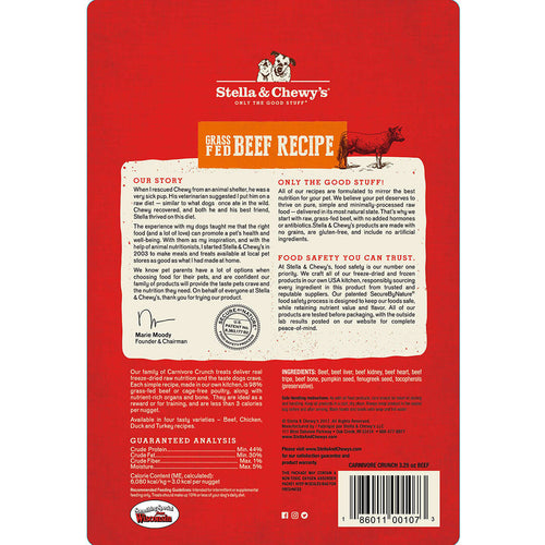 Stella & Chewy's Carnivore Crunch Grain Free Beef Recipe Freeze Dried Raw Dog Treats