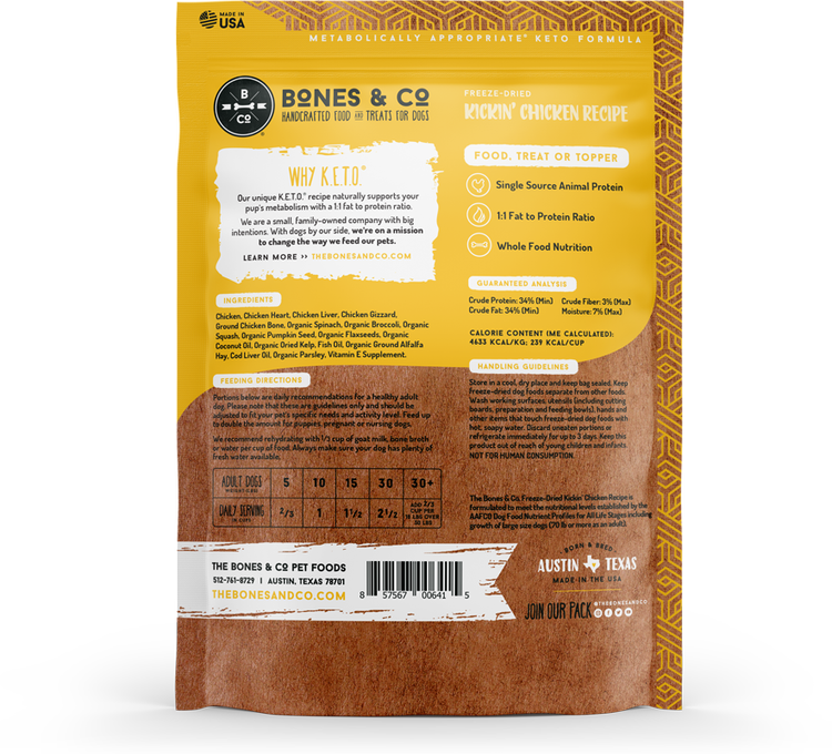 367326 Bones & Co. Kickin' Chicken Freeze-Dried Keto Formula - Pleasant Hill ...