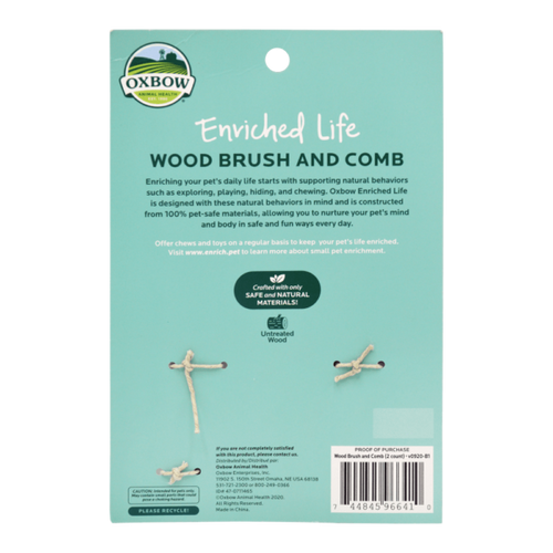 Oxbow Animal Health Enriched Life  Wood Brush & Comb