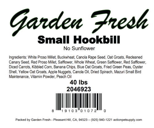 Garden Fresh Small Hookbill with no Sunflower