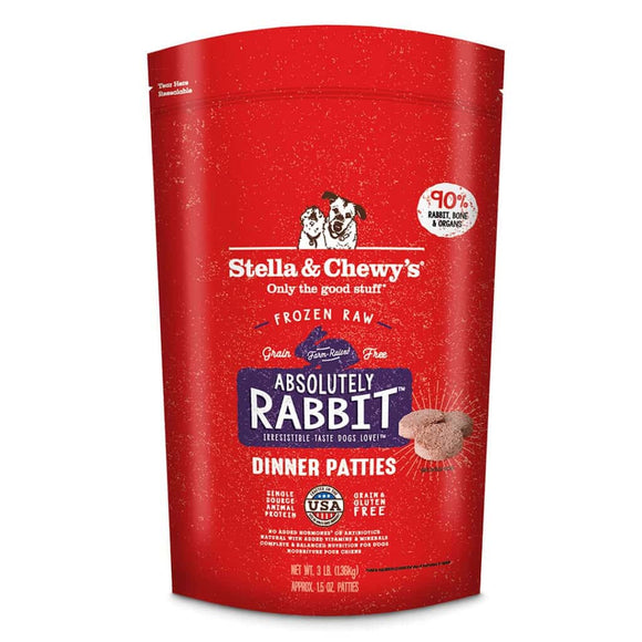 Stella & Chewy's Absolutely Rabbit Frozen Raw Patties Dog Food (3-lb)