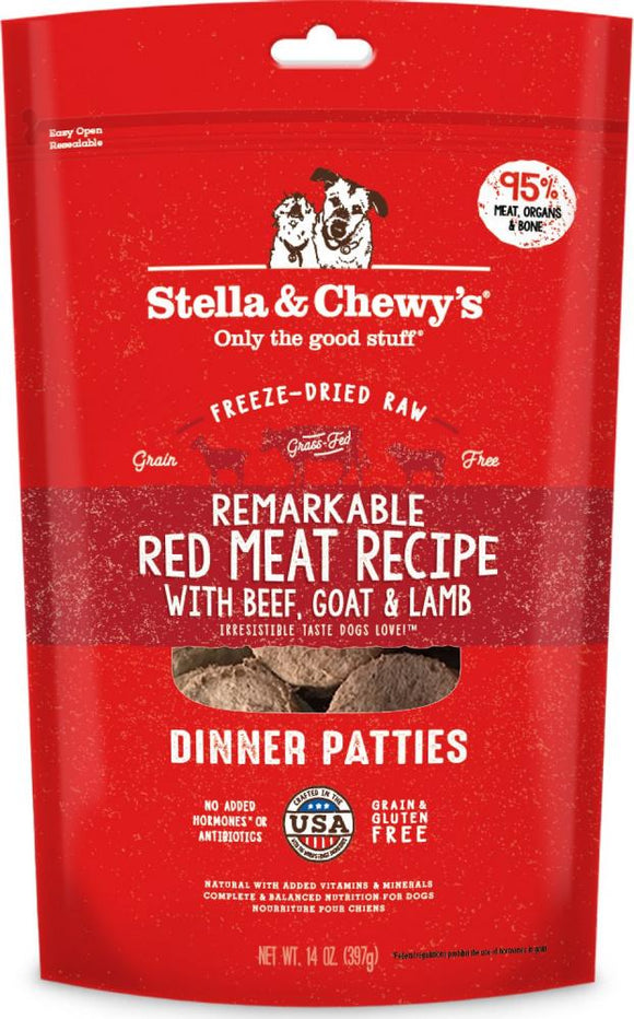 Stella & Chewy's Remarkable Raw Red Meat Recipe Freeze Dried Dinner Patties Dog Food