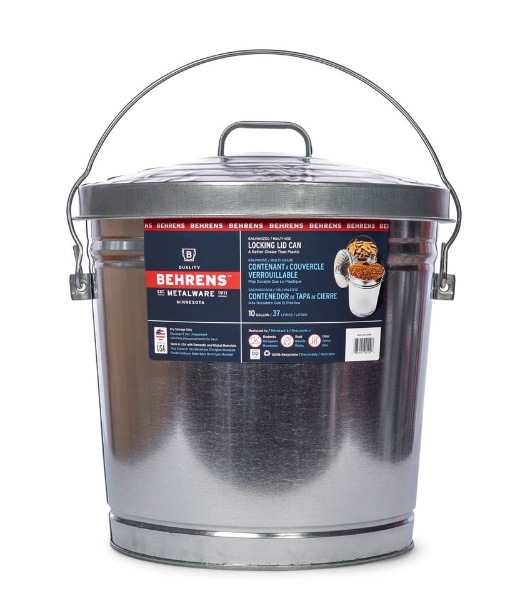 Behrens Galvanized Steel Locking Lid Trash Can with Lid