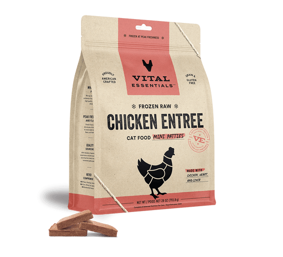 Vital Essentials Frozen Raw Chicken Mini Patties Cat Food (28-oz)