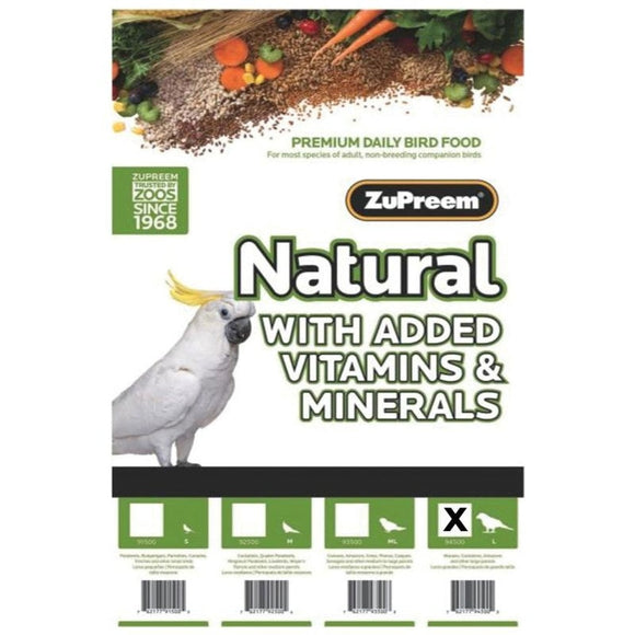 NATURAL WITH ADDED VITAMINS & MINERALS LG PARROT (20 LB)